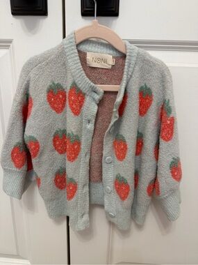 Noni and Co Strawberry Button Cardigan